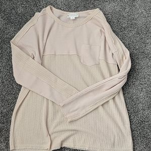 Long sleeve waffle patterned shirt